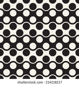 Vector seamless pattern. Modern stylish texture. Repeating abstract background. Waves and circles