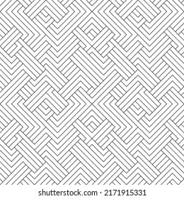Vector seamless pattern. Modern stylish texture. Regularly repeating geometric ornament with angular and vertical lines. Monochrome, linear abstract background.