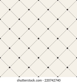 Vector seamless pattern. Modern stylish texture. Repeating geometric tiles. Dotted rhombuses with stars in nodes