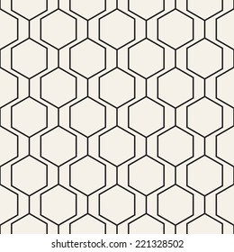 Vector seamless pattern. Modern stylish texture. Repeating geometric background with linear hexagons