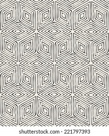 Vector seamless pattern. Modern stylish texture. Repeating geometric tiles. Striped rhombuses forming a hexagon