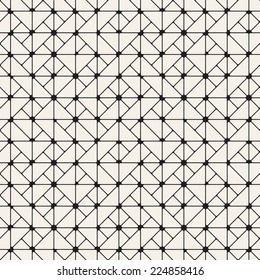 Vector seamless pattern. Modern stylish texture. Repeating geometric tiles. Rotated grid with curved squares and triangles
