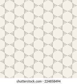 Vector seamless pattern. Modern stylish texture. Repeating geometric background with linear hexagons. Triangles in nodes
