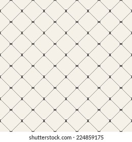 Vector seamless pattern. Modern stylish texture. Repeating geometric background with linear rhombuses and triangles in nodes