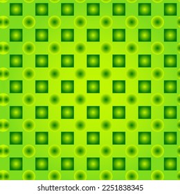 Vector seamless pattern. Modern stylish texture in green tones. Repeating geometric squares with a circle inside.