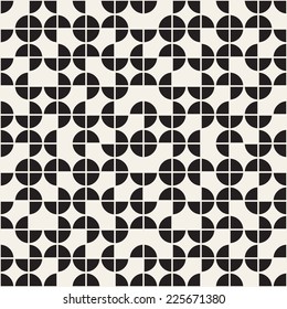 Vector seamless pattern. Modern stylish texture. Repeating geometric tiles from monochrome quarter-circles