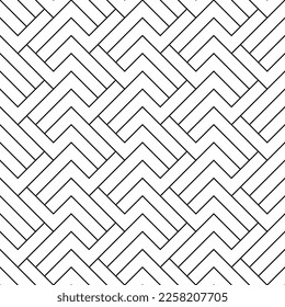 Vector seamless pattern. Modern stylish texture. Regularly repeating geometric ornament with angular and vertical lines. Monochrome, linear abstract background.