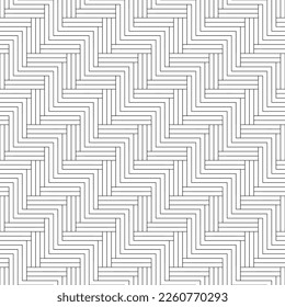 Vector seamless pattern. Modern stylish texture. Regularly repeating geometric ornament with angular and vertical lines. Monochrome, linear abstract background.