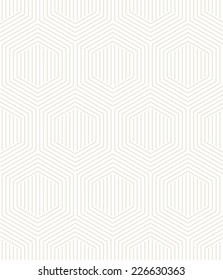 Vector seamless pattern. Modern stylish texture. Repeating geometric background. Light neutral backdrop with striped hexagons