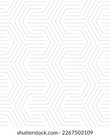 Vector seamless pattern. Modern stylish texture. Repeating geometric background. Subtle striped hexagonal grid. Linear graphic design