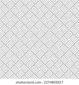 Vector seamless pattern. Modern stylish texture. Regularly repeating geometric ornament with angular and vertical lines. Monochrome, linear abstract background.