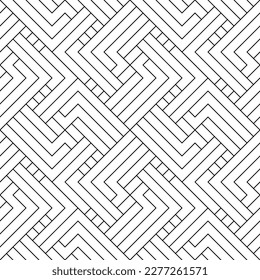 Vector seamless pattern. Modern stylish texture. Regularly repeating geometric ornament with angular and vertical lines. Monochrome, linear abstract background.