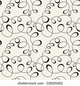 Vector seamless pattern. Modern stylish texture. Repeating abstract background with tangled line. Monochrome repeating serpentine