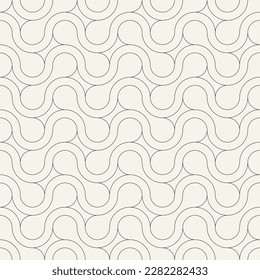 Vector seamless pattern. Modern stylish texture. Repeating geometric thin background. Monochrome geometric print with smooth linear capsules.