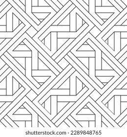 Vector seamless pattern. Modern stylish texture. Regularly repeating geometric ornament with angular and vertical lines. Monochrome, linear abstract background.