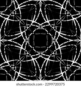 Vector seamless pattern. Modern stylish texture with monochrome trellis. Repeating geometric grid. Simple graphic design. Trendy geometry. Art Nouveau and art Deco pattern.