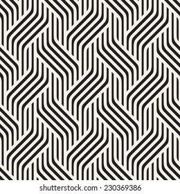 Vector seamless pattern. Modern stylish texture. Geometric striped ornament. Monochrome geometric braids