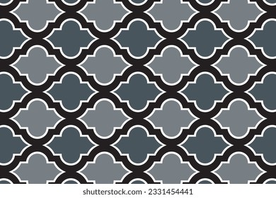 Vector seamless pattern. Modern stylish abstract texture. Repeating geometric tiles from striped elements. Luxury background. Gray pattern ang black background.