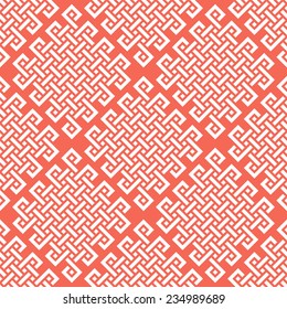 Vector seamless pattern. Modern stylish texture. Repeating geometric background with openwork squares. Twisted ribbon forms a geometric pattern
