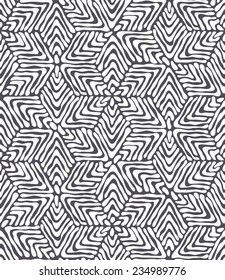 Vector seamless pattern. Modern stylish texture. Spotty irregular tiles. Striped rhombuses forming hexagons