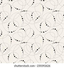 Vector seamless pattern. Modern stylish texture. Repeating abstract background with tangled line. Elegant thread with beads