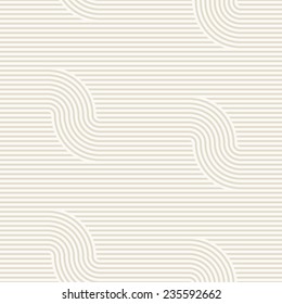 Vector seamless pattern. Modern stylish texture. Geometric striped ornament. Monochrome striped waves. Subtle neutral background