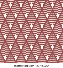 Vector seamless pattern. Modern stylish texture. Geometric ornament with linear rhombuses. Contrast ornament in trendy color Marsala