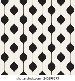 Vector seamless pattern. Modern stylish texture. Repeating abstract background. Regular vertical monochrome stripes with periodical nodes