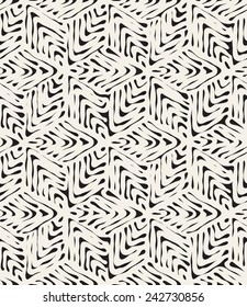 Vector seamless pattern. Modern stylish texture. Spotty irregular tiles. Striped rhombuses forming hexagons