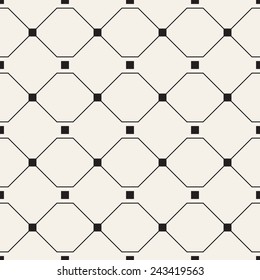 Vector seamless pattern. Modern stylish texture. Repeating geometric tiles with linear rhombuses and small squares in nodes
