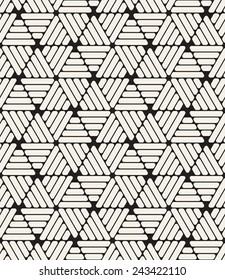 Vector seamless pattern. Modern stylish texture. Repeating geometric trellis from smooth striped triangles