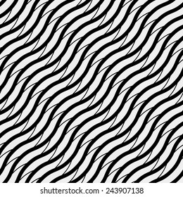 Vector seamless pattern. Modern stylish texture. Repeating geometric tiles with wavy lines in monochrome