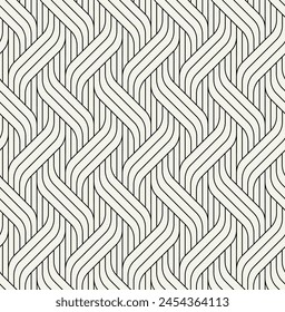 Vector seamless pattern. Modern stylish line texture. Geometric striped ornament. Monochrome linear braids.