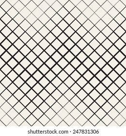Vector seamless pattern. Modern stylish texture. Geometric ornament. Diagonal square grid with thickness which decreases towards the center