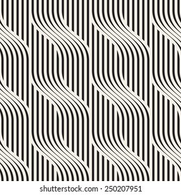 Vector seamless pattern. Modern stylish texture. Geometric striped ornament. Monochrome linear waves