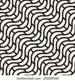 Vector seamless pattern. Modern stylish texture. Repeating abstract background. Linear wavy diagonal grid