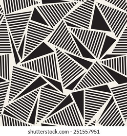 Vector seamless pattern. Modern stylish texture. Repeating geometric tiles. Composition from randomly disposed striped triangles