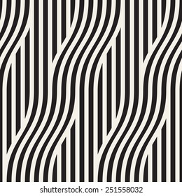 Vector seamless pattern. Modern stylish texture. Geometric striped ornament. Monochrome wavy print