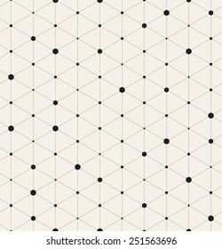 Vector seamless pattern. Modern stylish texture. Repeating geometric background with linear triangles. Variously sized circles in nodes