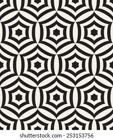 Vector seamless pattern. Modern stylish texture. Repeating geometric tiles with concentric hexagons. Monochrome graphic design