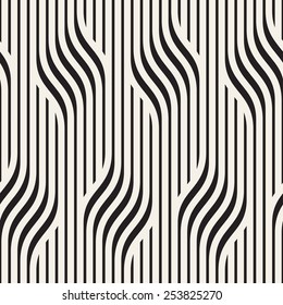 Vector seamless pattern. Modern stylish texture. Geometric wavy ornament. Monochrome striped braids