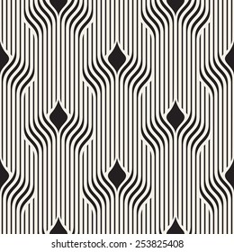 Vector seamless pattern. Modern stylish texture. Geometric striped ornament. Monochrome background with buds