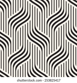 Vector seamless pattern. Modern stylish texture. Geometric wavy ornament. Monochrome striped braids