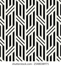 Vector seamless pattern. Modern stylish texture. Repeating geometric tiles with bold stripes. Monochrome bold interlaced trellis. Trendy graphic design. Can be used as swatch for illustrator.