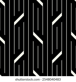 Vector seamless pattern. Modern stylish texture. Repeating geometric tiles with bold stripes. Monochrome bold interlaced trellis. Trendy graphic design. Can be used as swatch for illustrator.