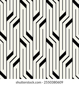 Vector seamless pattern. Modern stylish texture. Repeating geometric tiles with bold stripes. Monochrome bold interlaced trellis. Trendy graphic design. Can be used as swatch for illustrator.