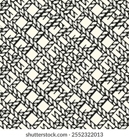 Vector seamless pattern. Modern stylish texture. Geometric striped ornament. Monochrome braids