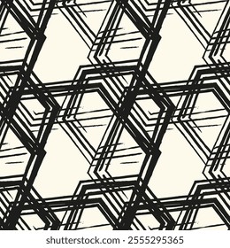 
Vector seamless pattern. Modern stylish texture. Repeating geometric tiles with hexagons. Regular hipster background. Small circles form a hexagonal minimalist design.