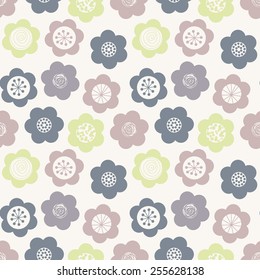 Vector seamless pattern. Modern stylish texture. Repeating geometric tiles with daisies. Stylized floral background. Cute flowers in pastel colors