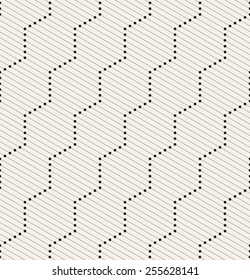 Vector seamless pattern. Modern stylish texture. Repeating geometric background. Linear striped backdrop with diagonal dotted zigzag